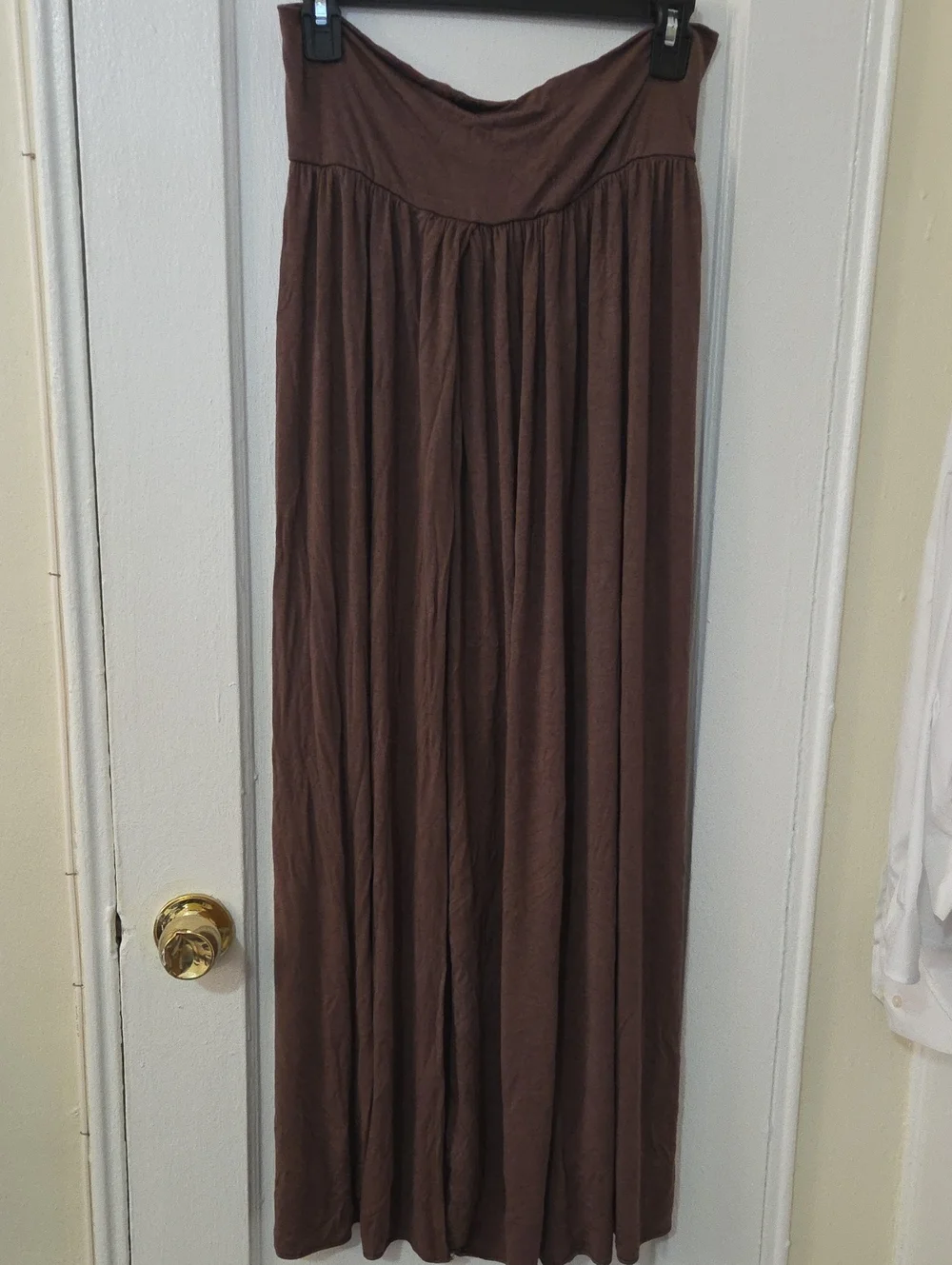 finn & clover Brown Maxi Skirt - Flowing Gathered Waist, Beach Dress Large